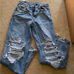 American Eagle Outfitters Ripped Light Blue Boyfriend Jeans